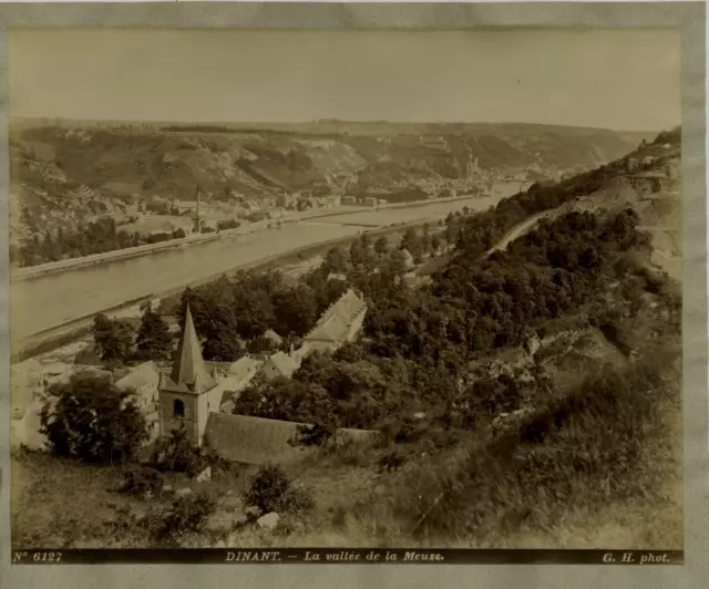 G. H. Belgique, Dinant, La Vallée de la Meuse vintage albumen print, Tirage al