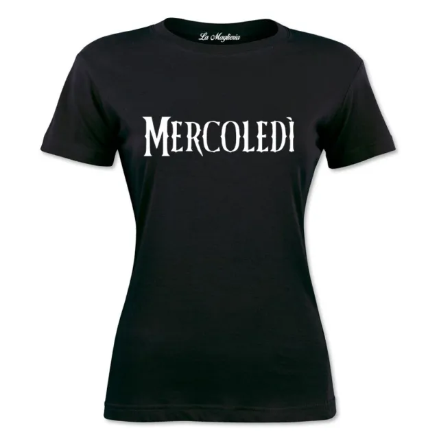 Maglietta MERCOLEDI serie tv t-shirt donna bambina ragazza nera famiglia addams