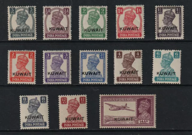 Kuwait 1945 KGVI set Sc 59-71 MLH VF fresh CV $60.50