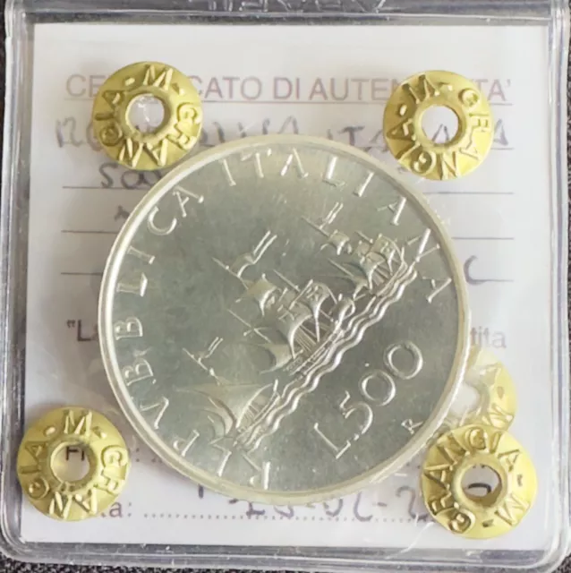 Moneta 500 Lire Argento Lira 1994 Caravelle FDC Periziata Repubblica Italiana NC