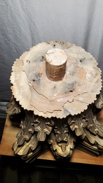 Antique Decorative Architectural Salvage Carved Oak Column Capital 6