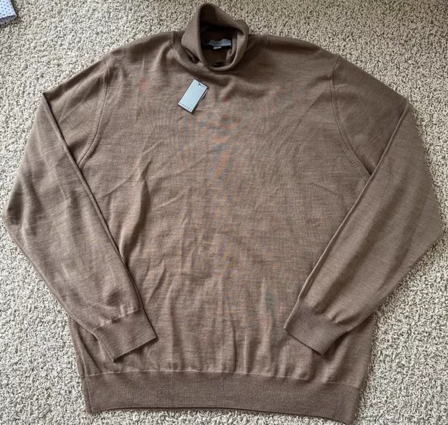 Men’s Canali Thin Tan Turtleneck Sweater Size 58 NWT