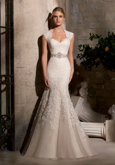 MoriLee wedding dress 2608 in Ivory color with Lace ,Beading & Taffeta  Waistband