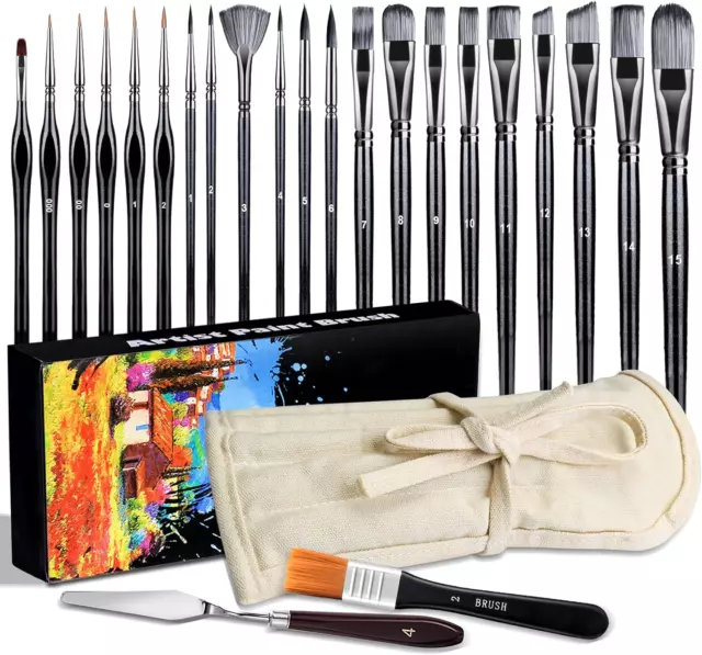 16* Kit De Pinceaux Peinture Acrylique Professionnels & 6* Pinceaux Fin & 1*Cout