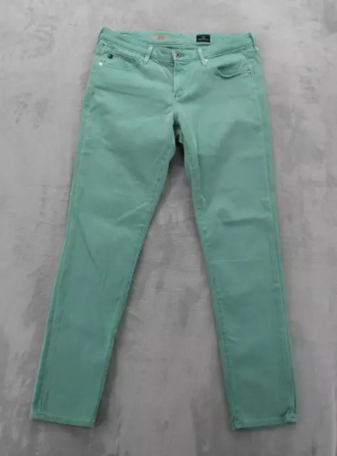 AG Adriano Goldschmied The Stilt Cigarette Leg Jeans Women's 8 Green Denim