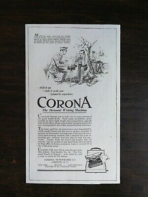 Vintage 1917 Corona Personal Writing Machine Typewriter Company Original Ad 222