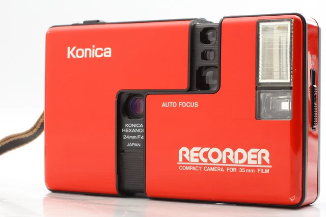 [Exc+5] Konica Recorder Red Half Frame 35mm Point & Shoot Film Camera From JAPAN