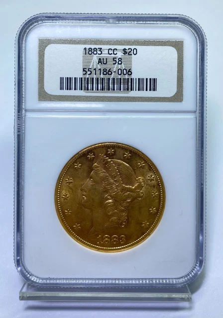1883-CC $20 Gold Liberty Double Eagle NGC AU 58