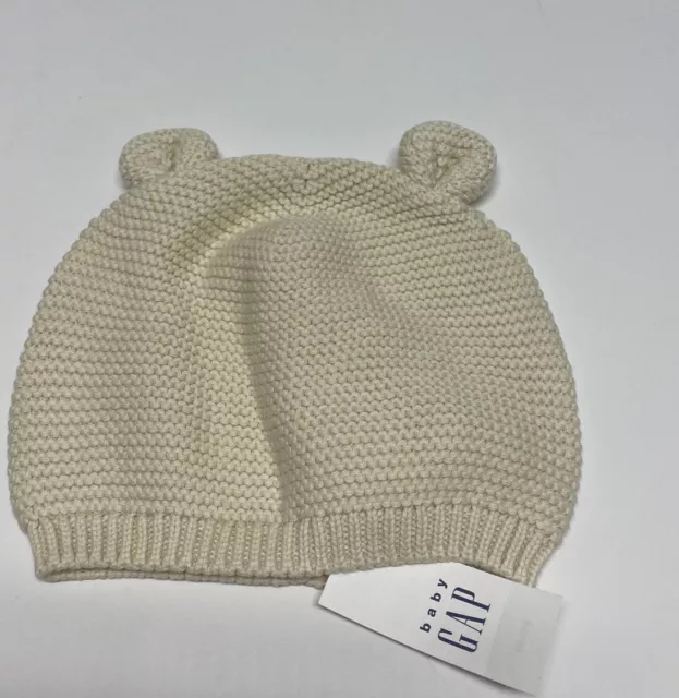 Baby Gap Beanie Hat Infant Ivory Knit Bear Ear Winter Snow Warm Cozy Choose Size