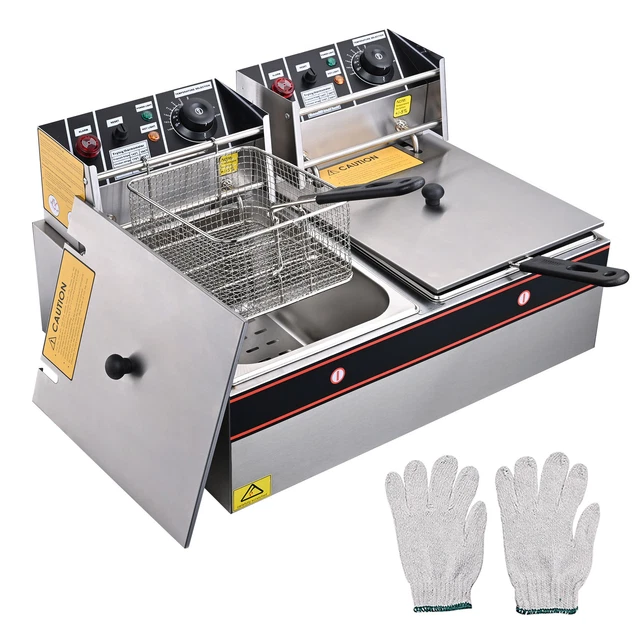 WeChef Dual Tank Deep Fryer 24L Countertop Restaurant French Frys 5000W