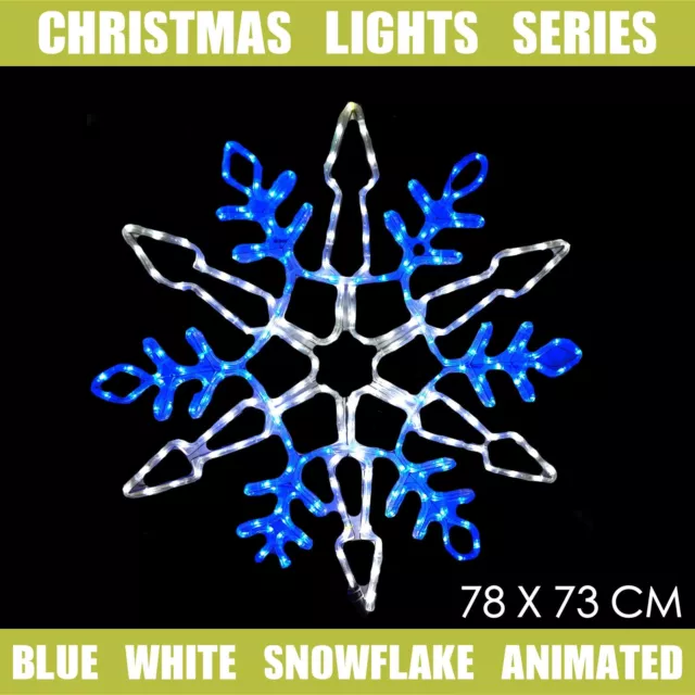 Christmas Rope Light LED Motif Animated Snowflake 78x73cm Blue White Outdoor