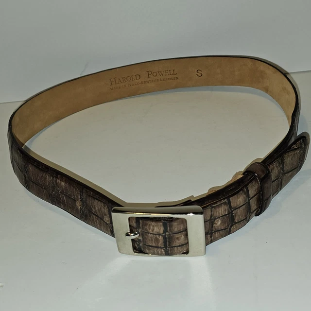 Harold Powell croc print brown leather belt size S Harold Powell Made in Italy Brown Alligator Skin Look  main image 2