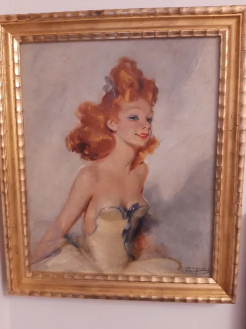 Stupendo, Grande Dipinto "Pin Up" Olio Firmato "Boxia "Belle Peinture Signe' Box