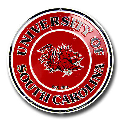 South Carolina 12" Round Metal Sign Gamecocks  Man Cave Sports Rm University