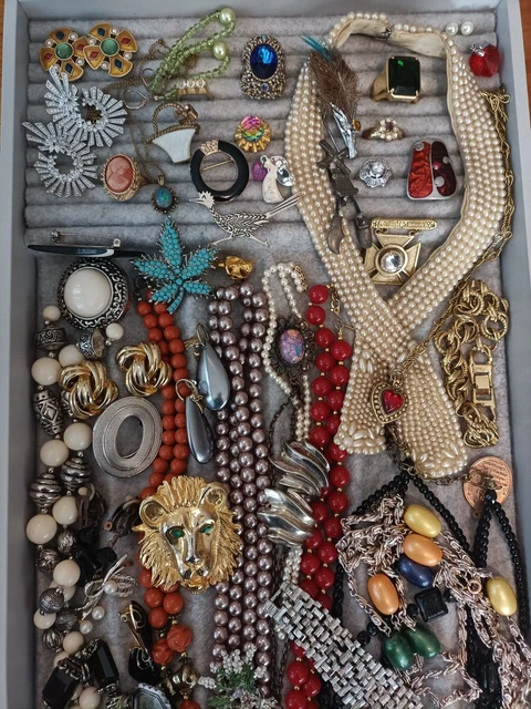 Huge Vintage Costume Jewellery Bulk lot Stirling 925 Gold Tone Gemstones Opal