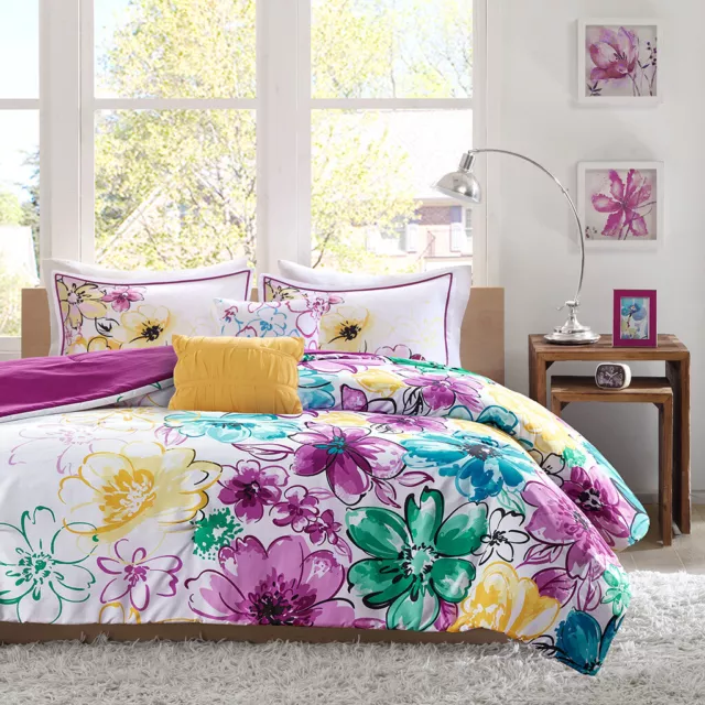 Beautiful Chic Pink Blue Aqua Teal Yellow Soft Watercolor Abstract Comforter Set