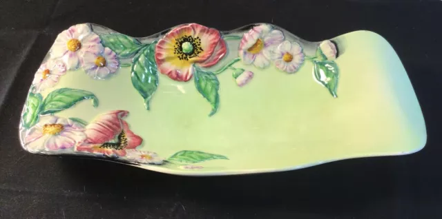 VTG.1920-30’S ,CARLTON WARE, England, 10”SERVING DISH EMBOSSED POPPIES & DAISIES