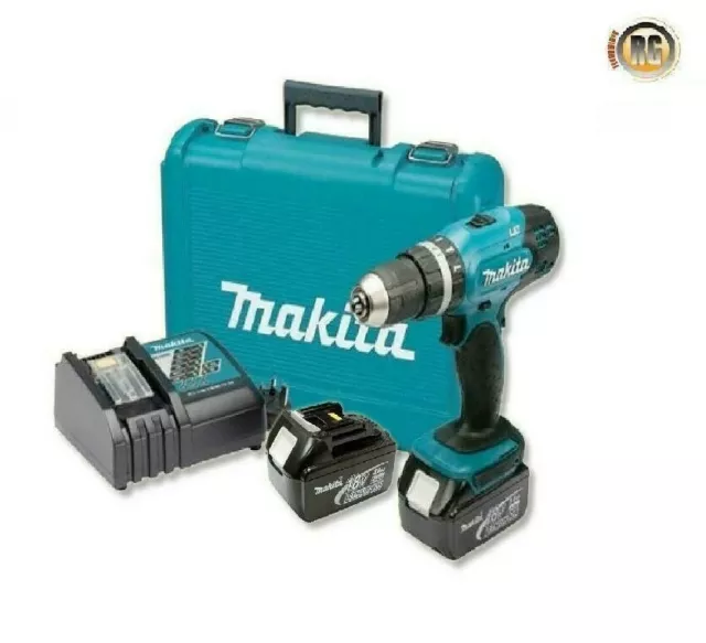 Makita Dhp453Rfe Trapano Avvitatore Con Percussione 2 Batt. Litio 18V 3.0Ah