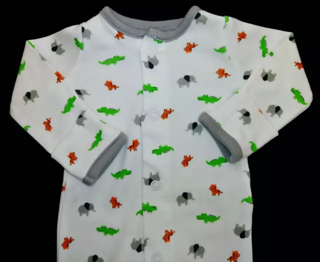 Just one you Preemie baby boy White Safari Sleep gown and outfit 2 in 1.