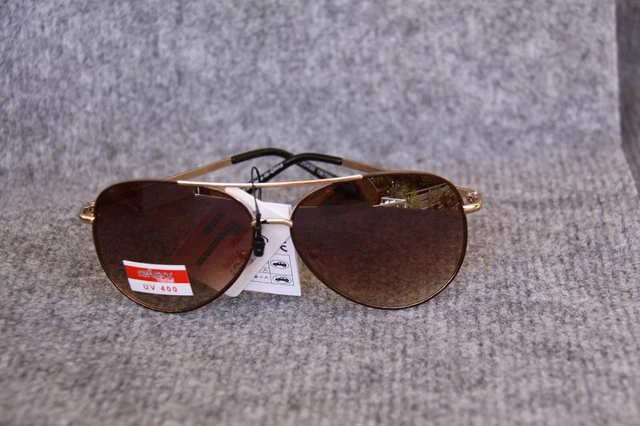 Sonnenbrille Flieger Rahmen Gold Braun Gläser Braun Mit Verlauf