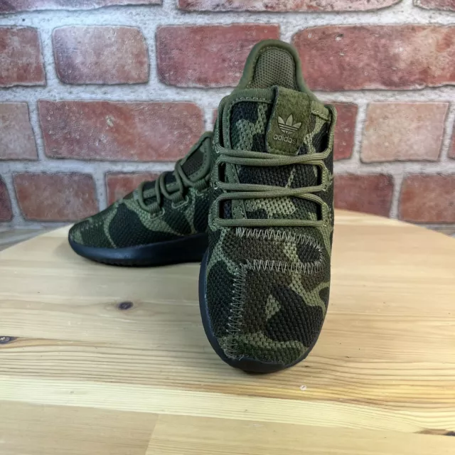 Adidas Tubular Shadow Knit Camo Shoes Youth Boys 9 Green Canvas Low Top Athletic