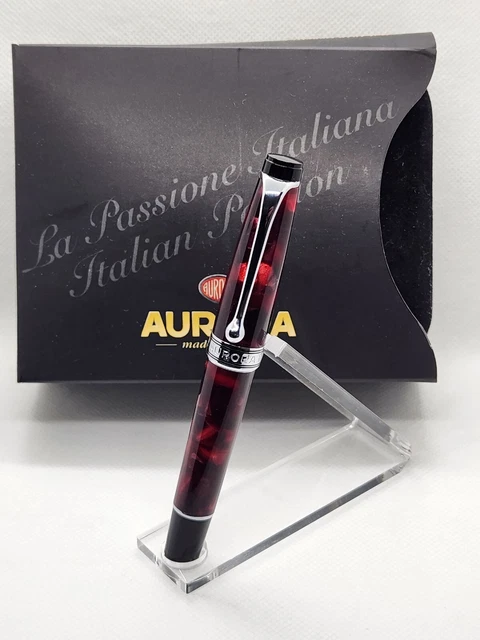 Aurora Fountain Pen Mini Optima 996CMX Burgundy Red 14K M Nib EUC W/BOX Italy Aurora Fountain Pen Mini Optima 996CMX Burgundy Red 14K M Nib EUC W/BOX Italy