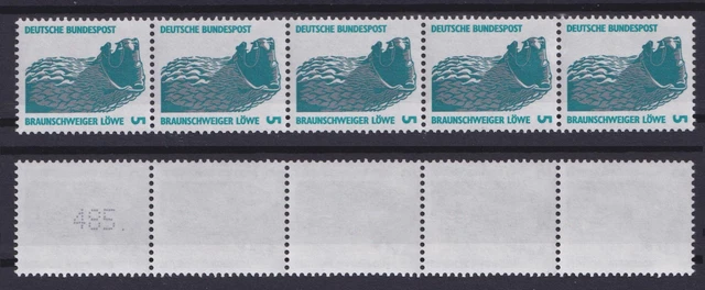 Bund 1448 v RM 5er Streifen ungerade neue Nummer SWK 5 Pf ** weiße Gummierung