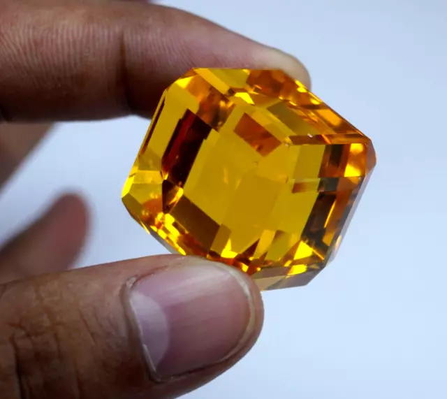 100 Ct+ Brazilian Certified Natural Shiny Yellow Citrine Cube Cut Loose Gemstone