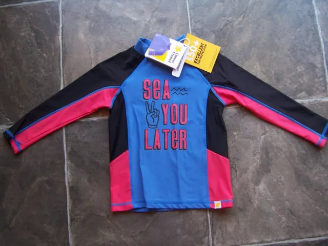 BNWT Boy's Cancer Council Long Sleeve Rashie Rash Vest Shirt Top Size 5