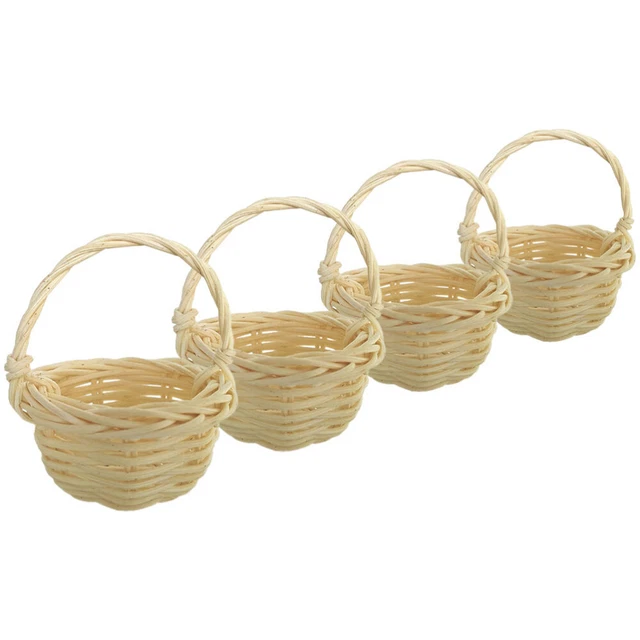 4 piezas mini cestas de mimbre ratán mini cesta mini cesta de almacenamiento de juguetes