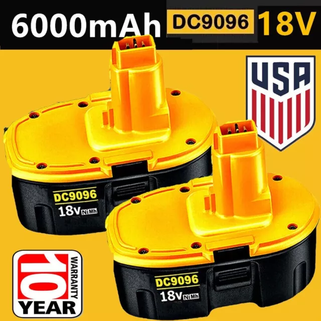 2 PACK 18V For Dewalt 18 VOLT DC9096 DC9098 NiMh Battery DC9099 NEW Replacement