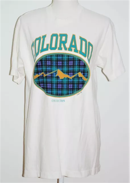 VINTAGE WOMENS FRUIT of The Loom Colorado T Shirt Size L White Made in ...