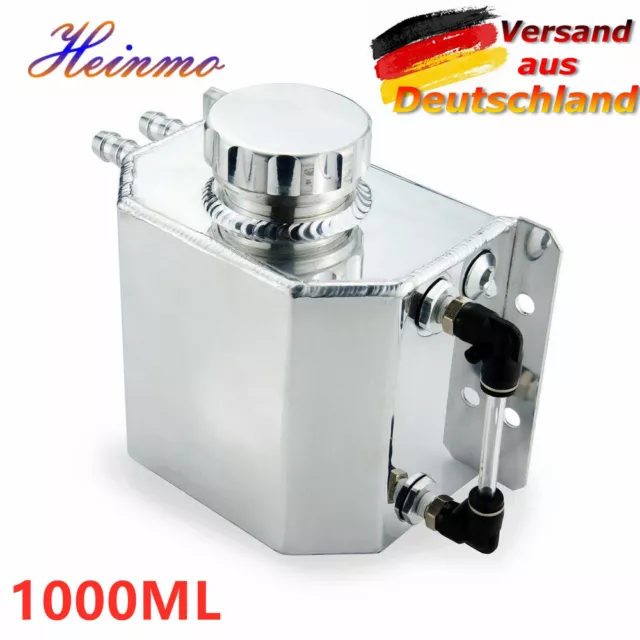 Universal 1000ml Aluminium Motoröl Catch Can Tank Reservoir Wassertank Silber 1L