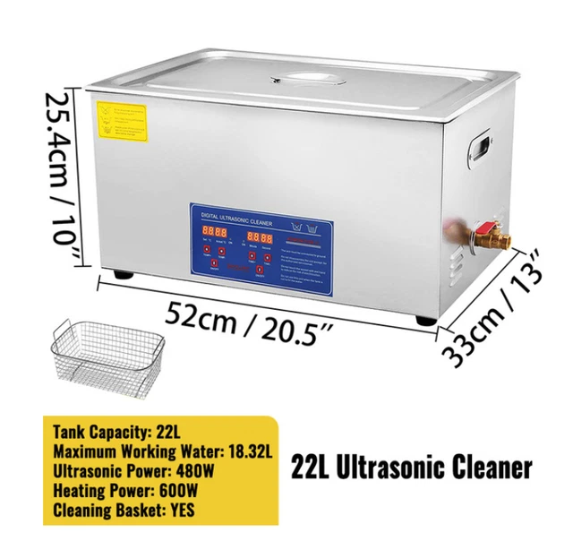 22L TBOND ULTRASONIC Cleaner With 600W Heating 1 Year Warranty