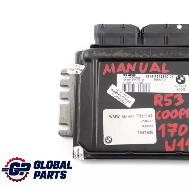 Mini Cooper S R52 R53 W11 170HP Engine Control Unit ECU DME 7542310 Manual 2