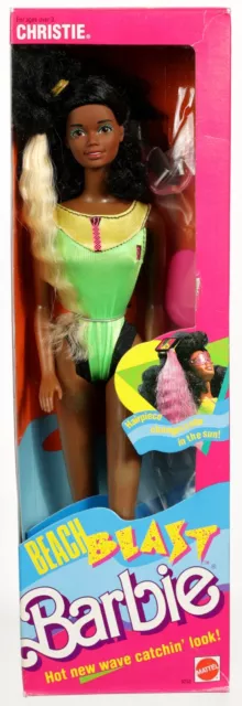 Vintage Beach Blast Barbie Christie Doll 3253 Never Removed from Box 1989 Mattel