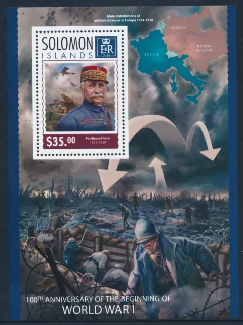 2014 Solomon Islands World War I Anniversary Mini Sheet ($35) Fine Mint Mnh