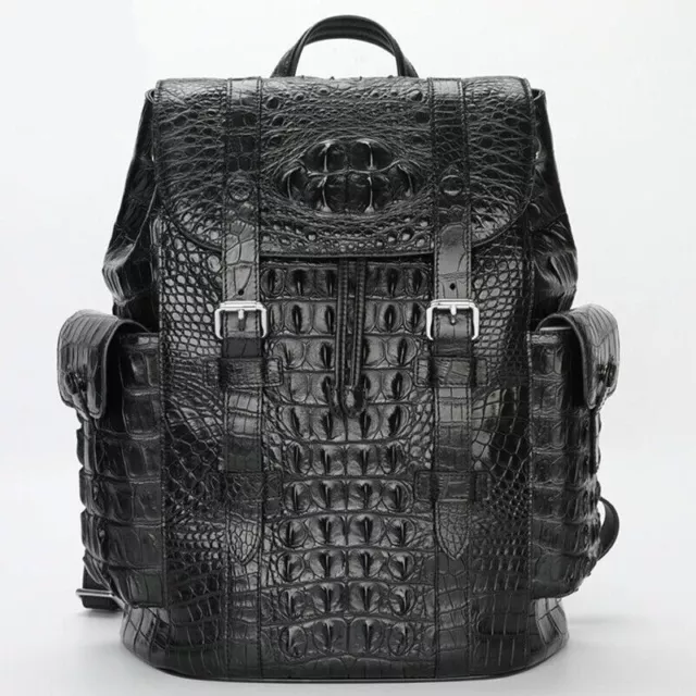 Handcrafted Alligator Crocodile Skin Leather Backpack Shoulder Bag Travel Bag