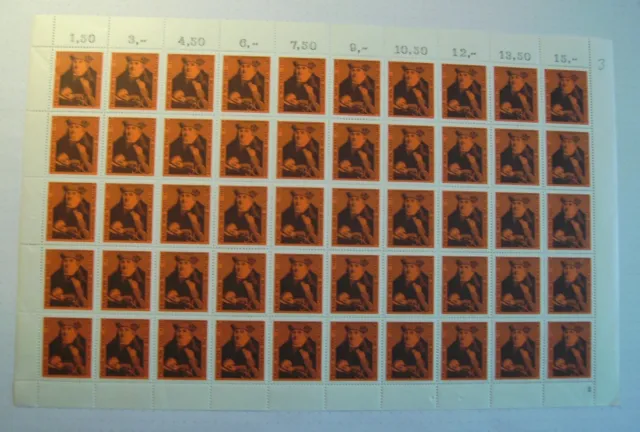BRD - Kompletter postfrischer Bogen mit 50 x Nr. 535, 450. Todestag von Taxis