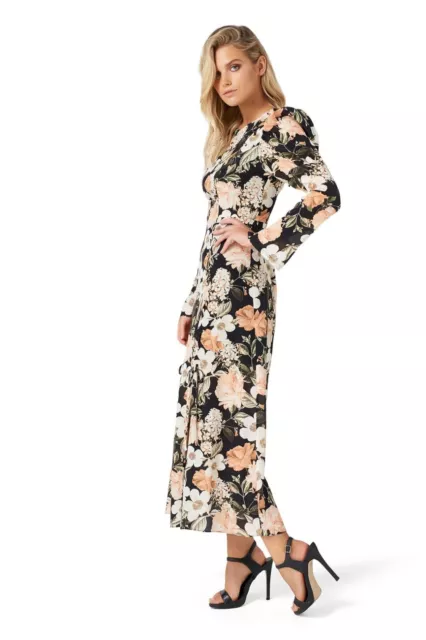 THURLEY Designer Beautiful Luxe Floral 100% SILK Maxi Dress Size 6, RRP $500