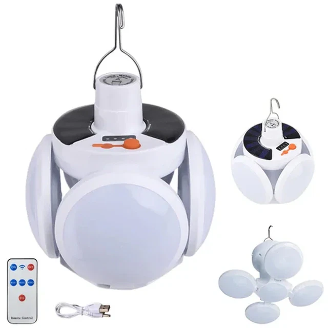 Solar Outdoor Folding Light Portable USB Rechargeable LED Bulb Search Lights Cam