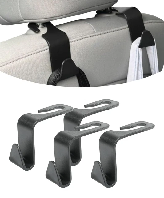 KITUREK Ganci Doppi Per Poggiatesta Auto In Pelle Scamosciata - Portaborse 2 In 1 Universali, Ganci Per Sedili Auto/SUV/Camion, Rotazione 360°, Facili Da Installare (Nero)