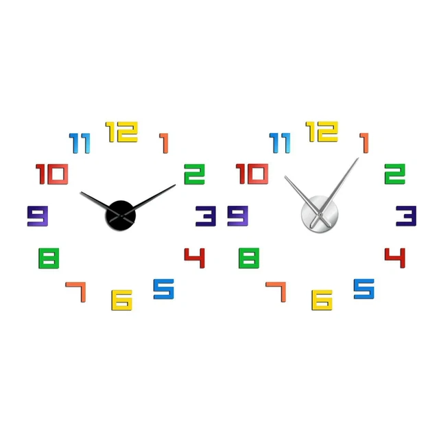 Horloge murale 3D DIY Stickers   Horloges murales décoratives sans cadre