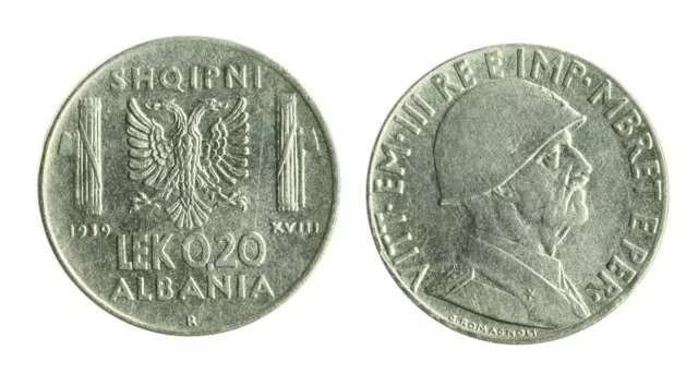 pcc1712_4) ALBANIA Vittorio Emanuele III  (1939-1943) 0,2 LEK 1939