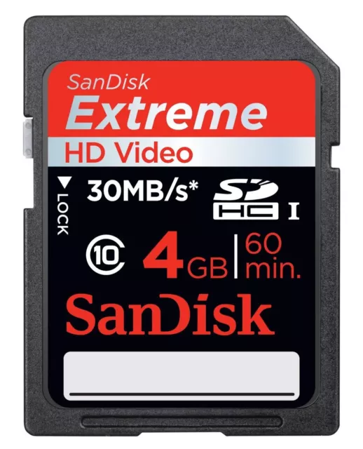 SANDISK EXTRÊME 4GB SDHC 30MB/S Classe 10 Mémoire Carte SD - SDSDX