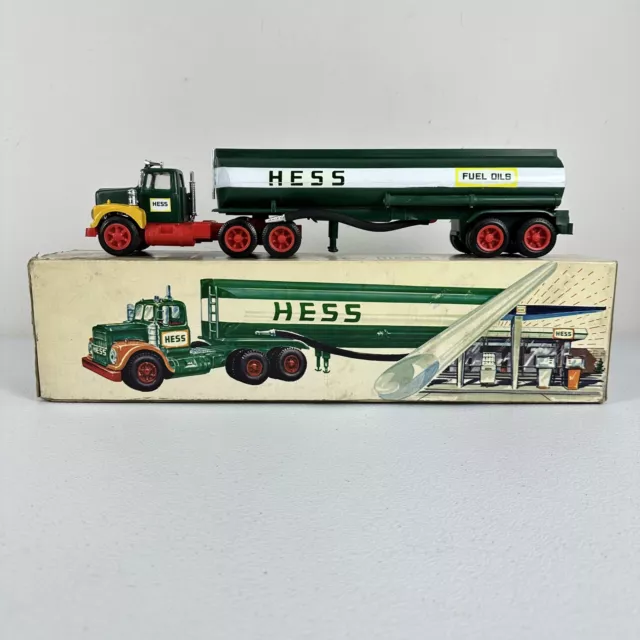 Vtg 1970s Hess Toy Truck Tank Trailer w/ Box Fuel Oils Vintage Marx Toys