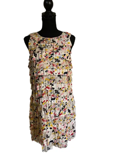 Diane Von Furstenberg Multi-Color A Line Silk Sleeveless Tiered  Dress Size 4