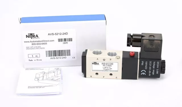 NITRA AVS-5212-24D 20-115PSI Solenoid Valve Automation Direct pneumatic air