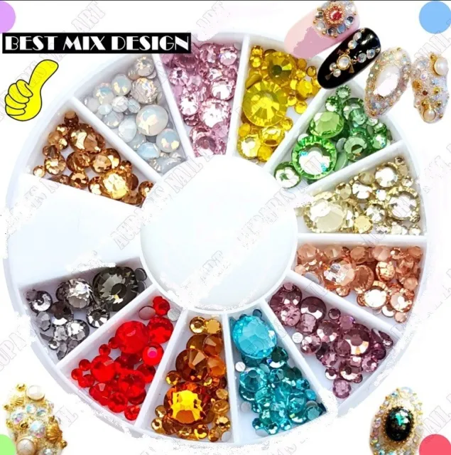 Kristalle Bunt Strass Straßsteine Rondell Strass Glitter nailart NR.270