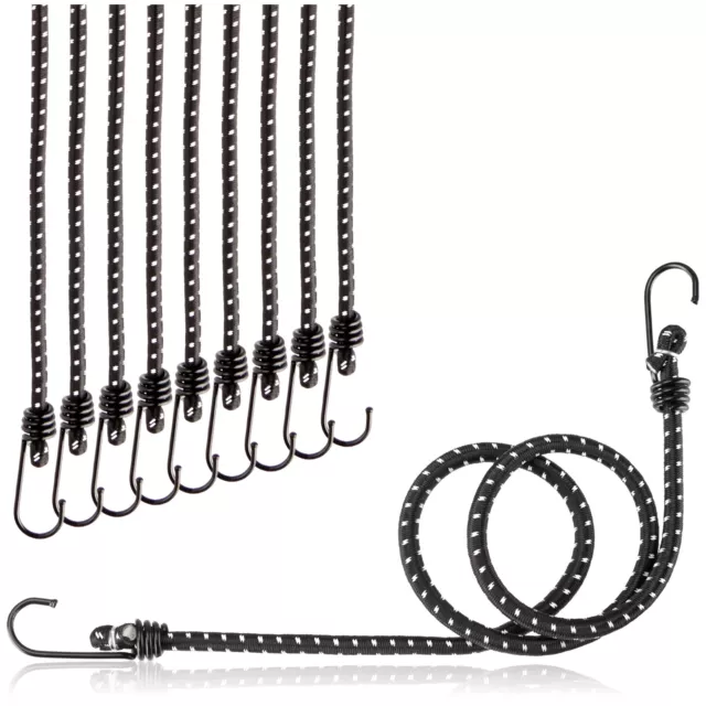 10-teiliges Set Gummispanner mit reflektierenden Streifen - Gepäckspanner - 88cm